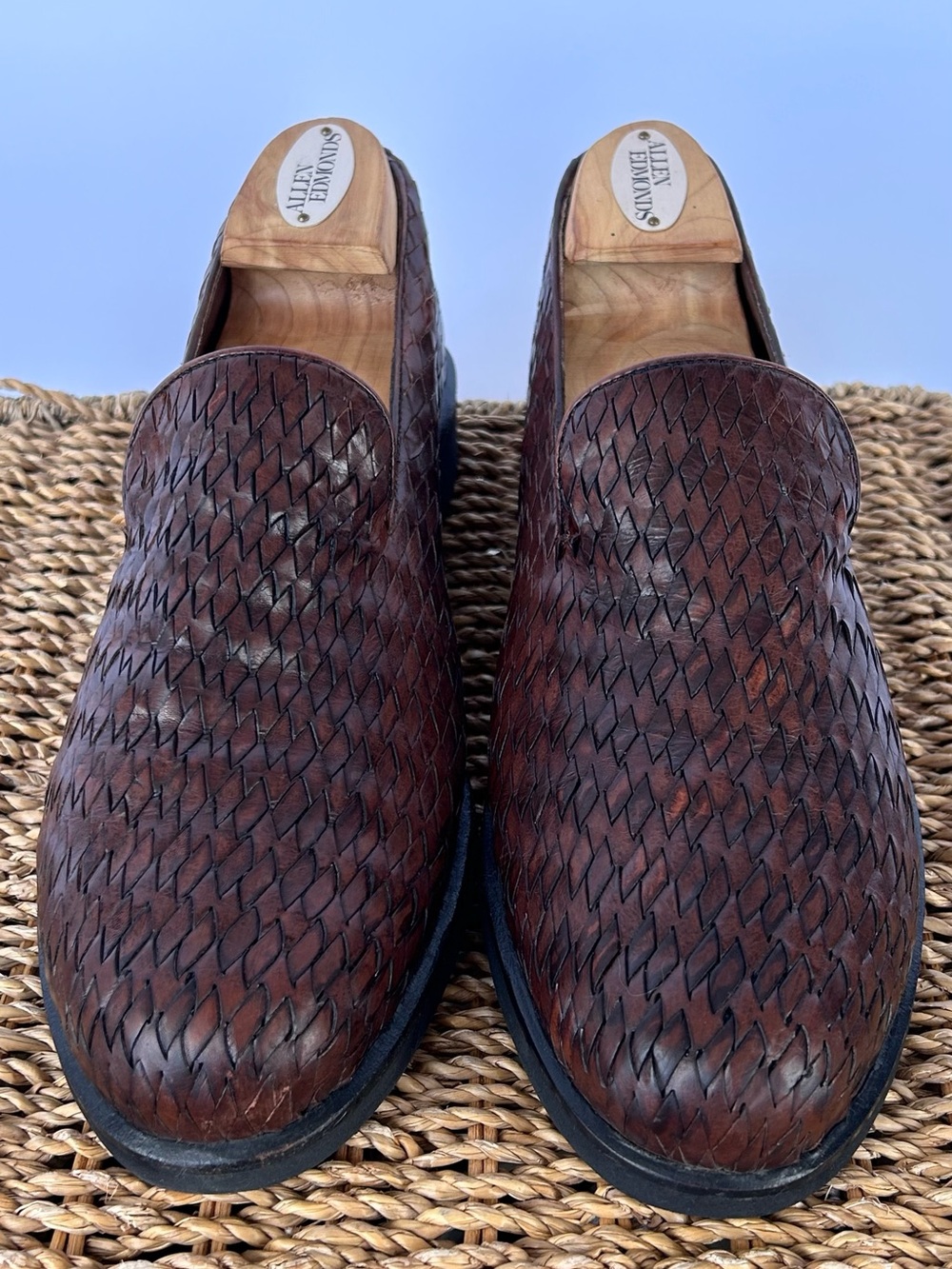 Cole Haan Men’s Basketweave Leather Loafers Dark Brown Size 10.5B